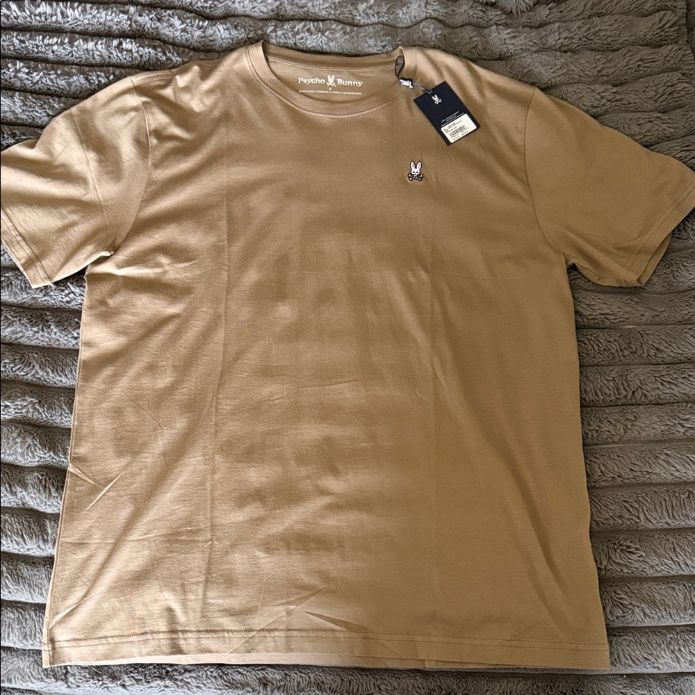 Psycho Bunny Men’s Tan Crewneck Logo Tee